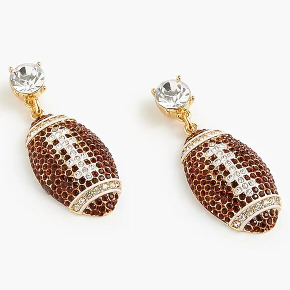 J. Crew Pavé Football Earrings/NWT - Picture 1 of 10